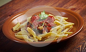 Penne rigata with marinara sauce