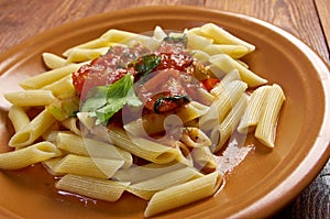 Penne rigata with marinara sauce