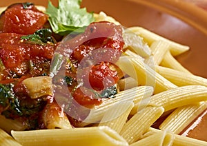 Penne rigata with marinara sauce