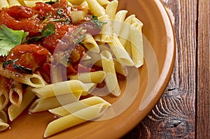 Penne rigata with marinara sauce