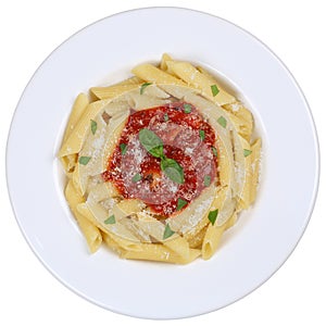 Penne Rigate Napoli with tomato sauce noodles pasta meal isolate