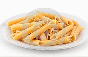 Penne rigate pasta, cut out isolated on white background