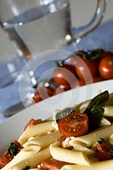 Penne, tomatoes, mozzarella - Italian pasta