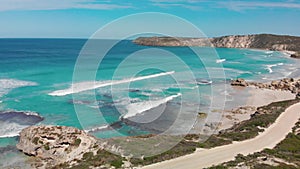 Pennington Bay is a wonderful beach in Kangaroo Island, South Australia. Aerial view from drone