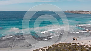 Pennington Bay is a wonderful beach in Kangaroo Island, South Australia. Aerial view from drone