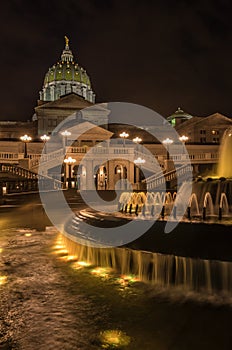 Pennsylvania capital building and fountain