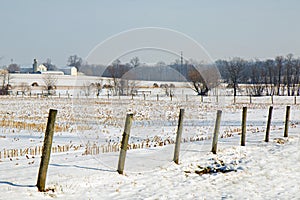 Pennsylvania Fence and Cornfield in Winter