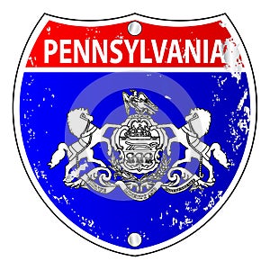 Pennsylvania Flag Icons As Interstate Sign