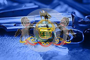 Pennsylvania flag U.S. state Gun Control USA. United States