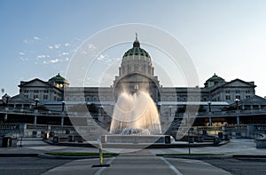 Pennsylvania State Capitol Complex with a fountain in Harrisburg, USA