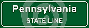 Pennsylvania state line road sign