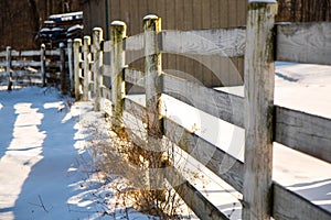 Pennsylvania Wooden Fence in Winter