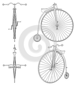 Penny-Farthing Bicycle Illustration Vector