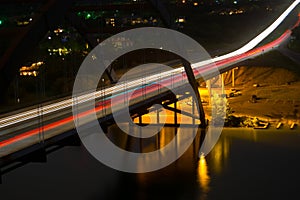 Pennybacker 360 Bridge at night with lights