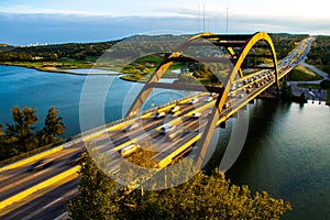 PennyBacker bridge perfect sunset austin skyline photo