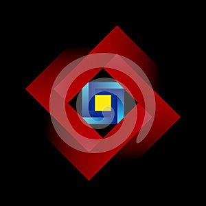 Penrose square on black background. Impossible object or impossible figure or an undecidable figure