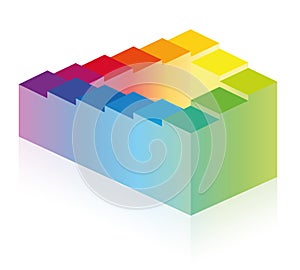 Penrose Stairs Optical Illusion Rainbow Colored