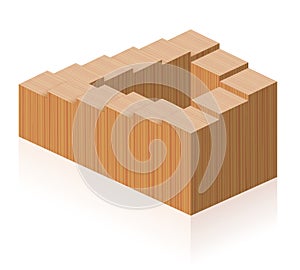 Penrose Stairs Optical Illusion Wooden Texture