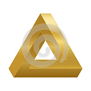 Penrose Triangle Golden Optical Illusion