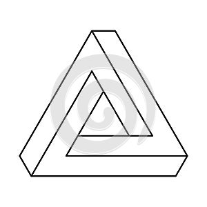 Penrose triangle, optical illusion, black outlines