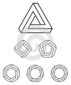 Penrose triangle and polygons outline