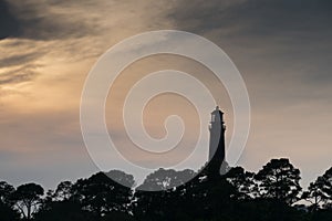 Pensacola Lighthouse at dusk with vivid skies photo