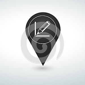 pensil pin Map pin icon on a white background