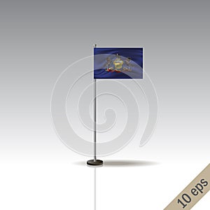 Pensilvania vector flag template. Waving Pensilvania flag on a metallic pole, isolated on a gray background photo