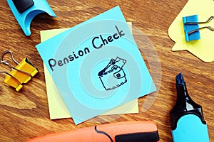 Pension Check sign on the page