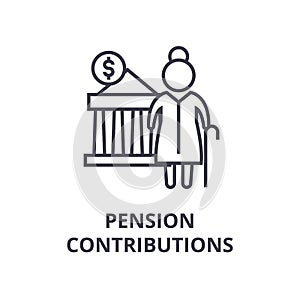 Pension contributions line icon, outline sign, linear symbol, vector, flat illustration