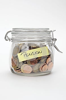 Pension - Euro coins in a glass jar