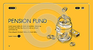 Pension fund isometric landing page, retirement