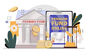 Pension fund online vector concept