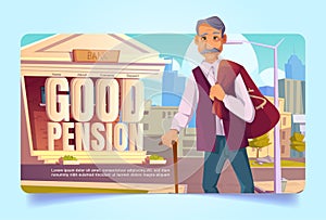 Pension fund savings cartoon landing page, savings