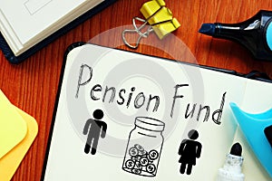 Pension fund is shown on the business photo using the text