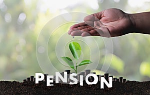 Pension money savings financial concept and retirement and people Investment growing