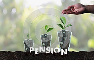 Pension money savings financial concept and retirement and people Investment growing