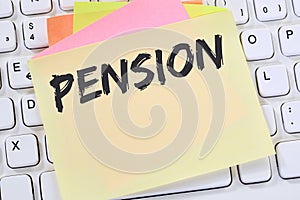 Pension retirement business concept note paper