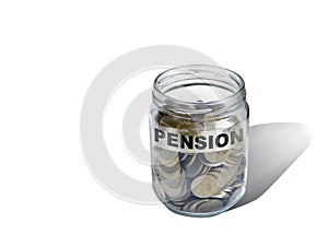 Pension savings money in jar