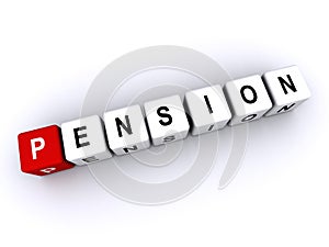 pension word block on white