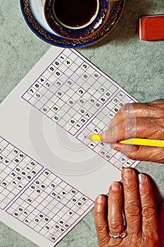 Pensioner with sudoku