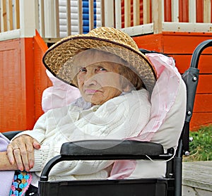 Pensioner in wheelchair