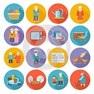 Pensioners Life Icons Flat