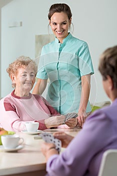 Pensioners playing cards