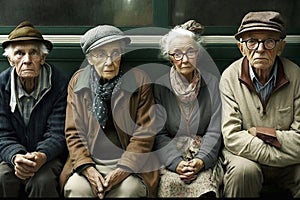 Pensioners sit together. AI Generated