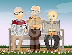 Pensioners sitting on the bench