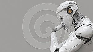 Pensive Android in Deep Thought Contemplating the Future of Technology