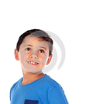 Pensive child looking up