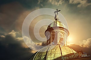 Pensive Christ on the dome of Boim Chapel in Lviv, Ukraine