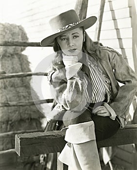 Pensive cowgirl photo